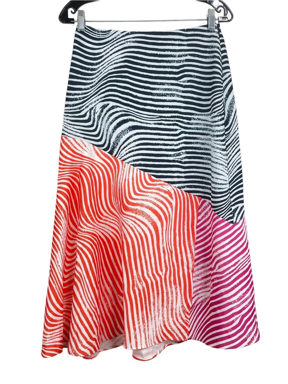 Ted Baker Canddra Colorblock Zebra Print A-Line Midi Skirt US 4